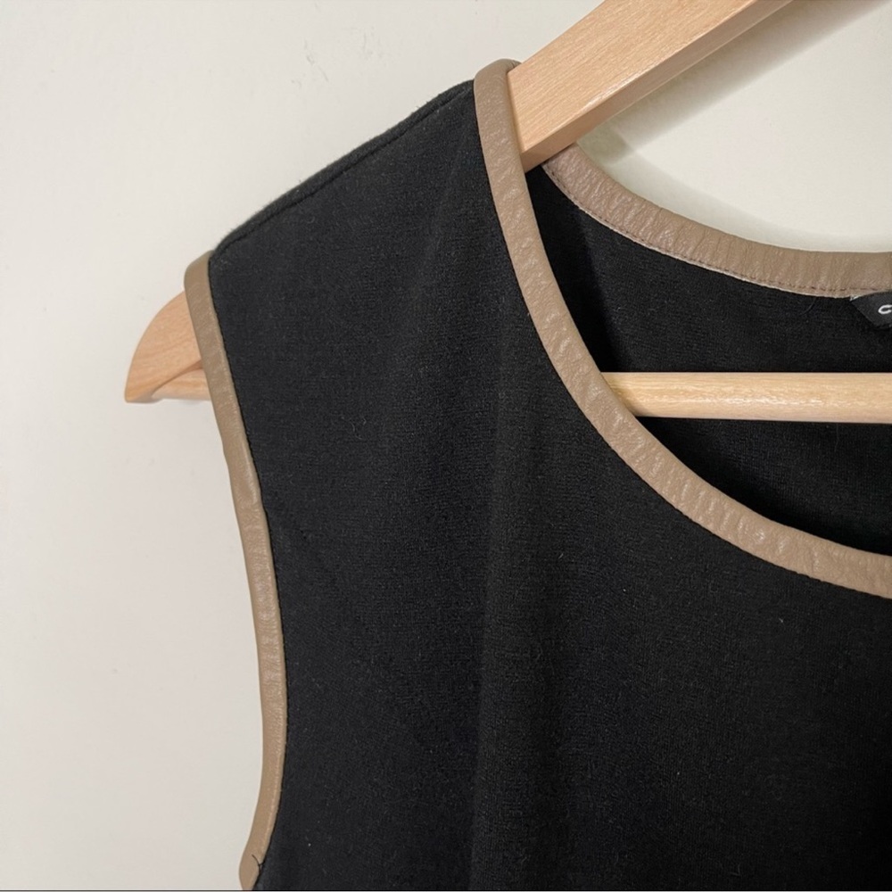 Club Monaco black dress with 100% sheep leather tan details. - Picture 8 of 10